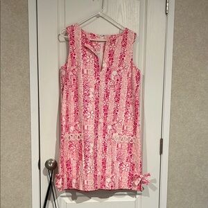 Lilly Pulitzer Pink and White Sleeveless V-Neck Sundress